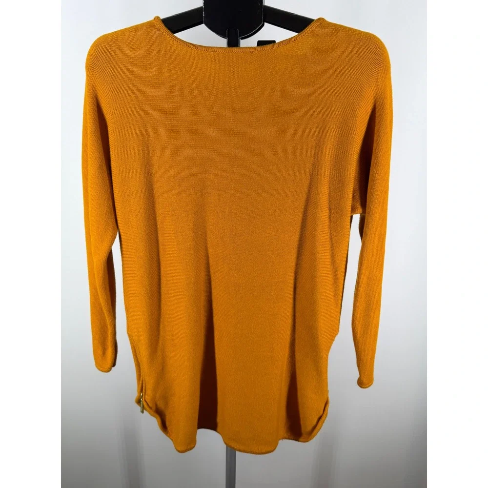 Michael Kors Womens Mustard Yellow Knit Side Zip Sweater Marigold Medium